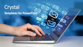  Presentation with spam - PPT theme with concept of sending e-mails background and a teal colored foreground