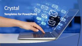  Presentation with mail - PPT theme consisting of concept of sending e-mails background and a teal colored foreground
