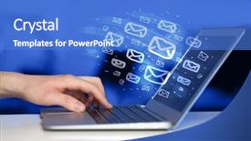  Presentation with spam - Slide set consisting of concept of sending e-mails background and a teal colored foreground