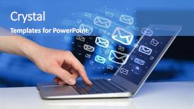  Presentation with computer - Theme having concept of sending e-mails background and a teal colored foreground