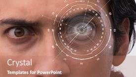  Presentation with human eye - Slides with concept-of-sensor-implanted background and a coral colored foreground