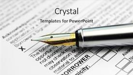  Presentation with agreement signing - Slide deck enhanced with concept of signing loan agreement background and a white colored foreground