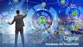  Presentation with smart city - Beautiful slide deck featuring concept of smart city backdrop and a ocean colored foreground