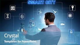  Presentation with smart grid - PPT theme having concept of smart city background and a teal colored foreground