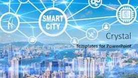  Presentation with smart city - Slide set with concept-of-smart-city background and a light blue colored foreground