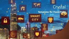  Presentation with smart city - Cool new PPT theme with concept-of-smart-city backdrop and a ocean colored foreground