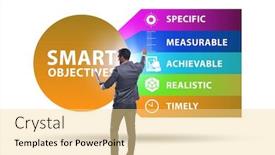  Presentation with performance management - Slide deck enhanced with concept-of-smart-objectives background and a blonde colored foreground