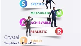  Presentation with performance management - Beautiful slide deck featuring concept-of-smart-objectives backdrop and a sky blue colored foreground