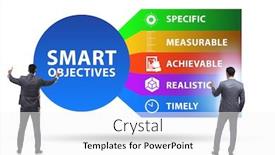  Presentation with performance management - Slide set enhanced with concept-of-smart-objectives background and a white colored foreground