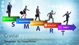  Presentation with performance management - Amazing presentation design having concept-of-smart-objectives backdrop and a light blue colored foreground