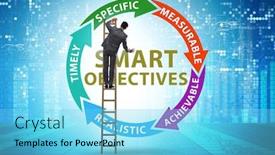  Presentation with performance management - Presentation theme consisting of concept-of-smart-objectives background and a light blue colored foreground