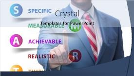  Presentation with performance management - Cool new slide deck with concept-of-smart-objectives backdrop and a light blue colored foreground