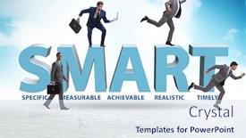  Presentation with performance management - PPT layouts enhanced with concept-of-smart-objectives background and a sky blue colored foreground