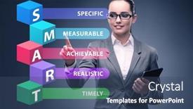  Presentation with performance management - Colorful presentation theme enhanced with concept-of-smart-objectives backdrop and a ocean colored foreground