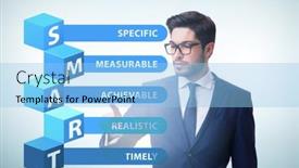  Presentation with performance management - Audience pleasing presentation consisting of concept-of-smart-objectives backdrop and a light blue colored foreground