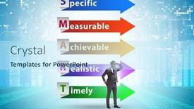  Presentation with performance management - Beautiful slide set featuring concept-of-smart-objectives backdrop and a sky blue colored foreground