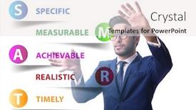  Presentation with performance management - PPT theme featuring concept-of-smart-objectives background and a white colored foreground