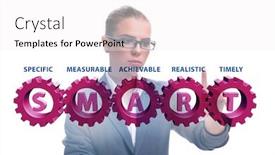  Presentation with performance management - PPT layouts consisting of concept-of-smart-objectives background and a white colored foreground