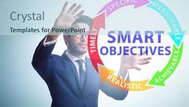  Presentation with performance management - Cool new slide deck with concept-of-smart-objectives backdrop and a sky blue colored foreground
