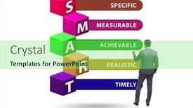  Presentation with performance management - Presentation theme featuring concept-of-smart-objectives background and a seafoam green colored foreground