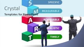  Presentation with performance management - PPT theme with concept-of-smart-objectives background and a arctic colored foreground