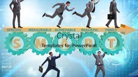  Presentation with performance management - Slide set enhanced with concept-of-smart-objectives background and a seafoam green colored foreground