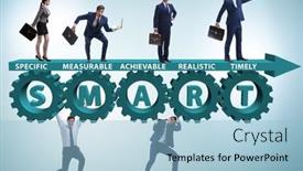  Presentation with performance management - PPT theme featuring concept-of-smart-objectives background and a light blue colored foreground