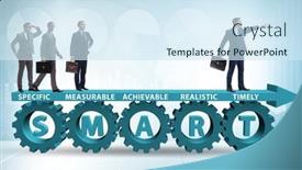  Presentation with performance management - PPT layouts consisting of concept-of-smart-objectives background and a sky blue colored foreground