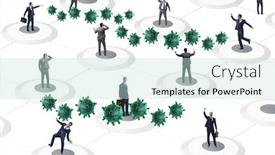  Presentation with social distancing - PPT theme with concept-of-social-distancing background and a soft green colored foreground