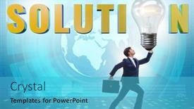  Presentation with concept - PPT theme featuring concept-of-soluton-with-businessman background and a teal colored foreground