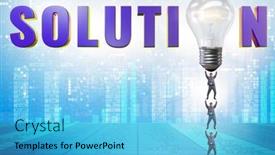  Presentation with concept - Presentation theme having concept-of-soluton-with-businessman background and a light blue colored foreground