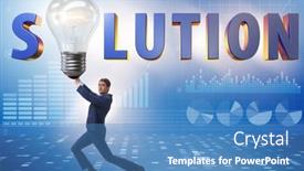  Presentation with concept - Presentation theme consisting of concept-of-soluton-with-businessman background and a teal colored foreground