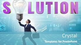  Presentation with concept - Slide set enhanced with concept-of-soluton-with-businessman background and a light blue colored foreground