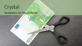  Presentation with emoney money traffic concept closeup - Presentation theme with concept of spending money - scissors background and a  colored foreground