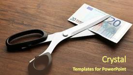  Presentation with emoney money traffic concept closeup - Presentation theme having concept of spending money - scissors background and a tawny brown colored foreground