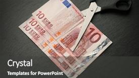  Presentation with emoney money traffic concept closeup - Cool new slides with concept of spending money - scissors backdrop and a  colored foreground