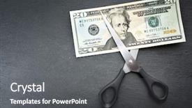  Presentation with wages - Slides with concept of spending money - scissors background and a dark gray colored foreground