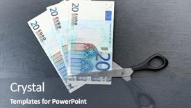  Presentation with money - Presentation theme featuring concept of spending money - scissors background and a gray colored foreground