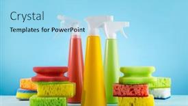  Presentation with sponges - Theme enhanced with concept-of-spring-cleaning-home background and a arctic colored foreground
