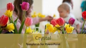  Presentation with montessori - Slide set having concept-of-spring-holiday-womens background and a gold colored foreground