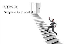  Presentation with upstairs - PPT theme consisting of concept-of-stairs-leading-upstairs background and a white colored foreground