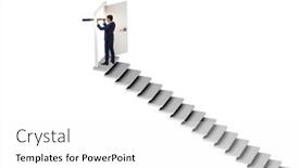  Presentation with upstairs - Slide deck having concept-of-stairs-leading-upstairs background and a white colored foreground