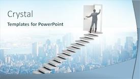  Presentation with upstairs - Slide set featuring concept-of-stairs-leading-upstairs background and a sky blue colored foreground