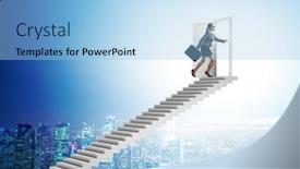  Presentation with upstairs - Presentation theme featuring concept-of-stairs-leading-upstairs background and a light blue colored foreground