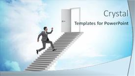  Presentation with upstairs - PPT theme featuring concept-of-stairs-leading-upstairs background and a sky blue colored foreground