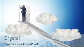  Presentation with upstairs - Slide set enhanced with concept-of-stairs-leading-upstairs background and a sky blue colored foreground