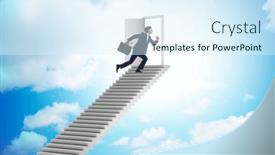  Presentation with upstairs - PPT theme featuring concept-of-stairs-leading-upstairs background and a sky blue colored foreground