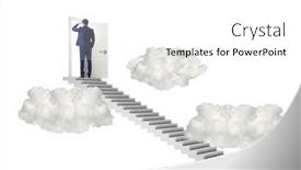  Presentation with upstairs - PPT theme consisting of concept-of-stairs-leading-upstairs background and a white colored foreground