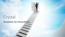  Presentation with upstairs - Slide deck with concept-of-stairs-leading-upstairs background and a cool aqua colored foreground