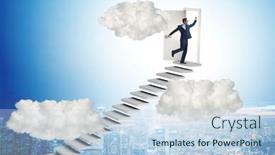  Presentation with upstairs - Slides consisting of concept-of-stairs-leading-upstairs background and a light blue colored foreground